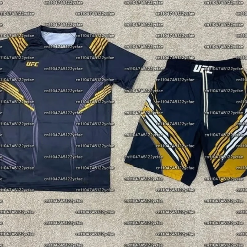 

UFC Top boxer 2025 Boxing Fighting Event T-shirt Shorts Men Breathable Jersey Wrestling Running Sweat Absorbing Breathable Set ﻿