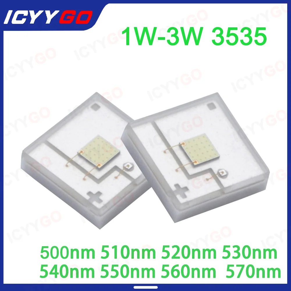 

Ceramic Flat 3535 Yellow-Green Light 500nm 510nm 520nm 530nm 545nm 550nm 555nm 560nm 570nm High Power LED Lamp Bead Packaging