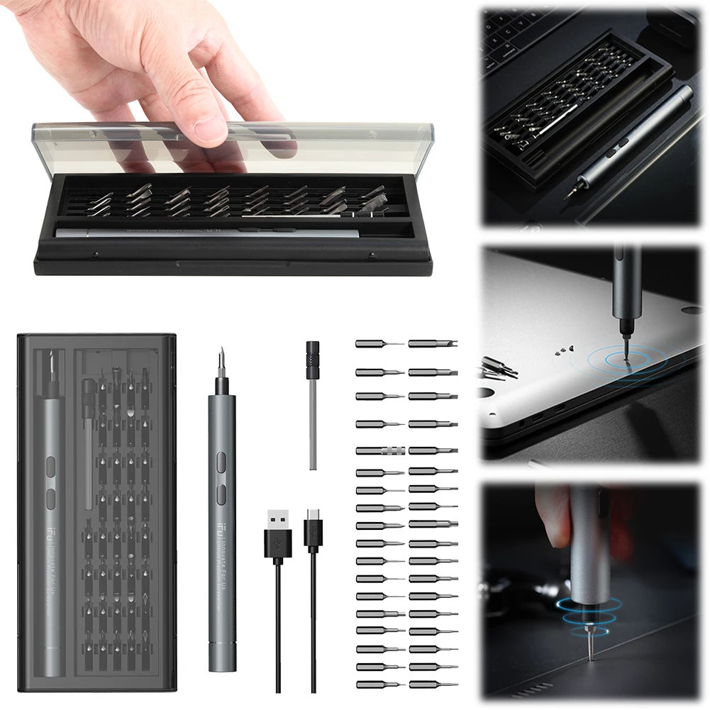 

42 in 1 Rechargeable Wireless Screwdriver Bits Kit Mini Precision Screwdriver Set with 37 Bits Mobile Phone Laptop Repair Tools