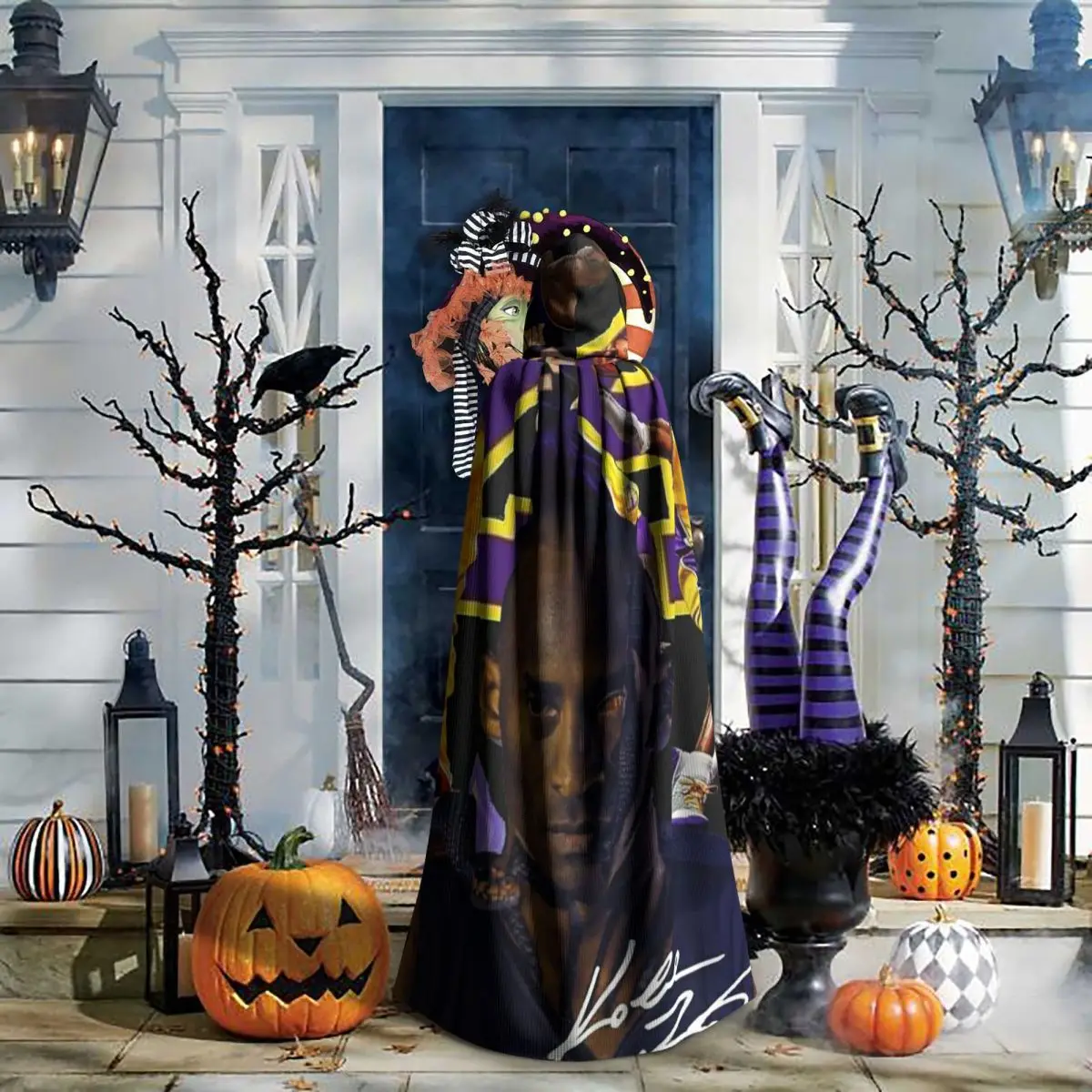 Basketball Kobe Bryant Long Hooded Cloak Witch Medieval Costume Cosplay Cape HalloweenVampire Adult Unisex - view 5