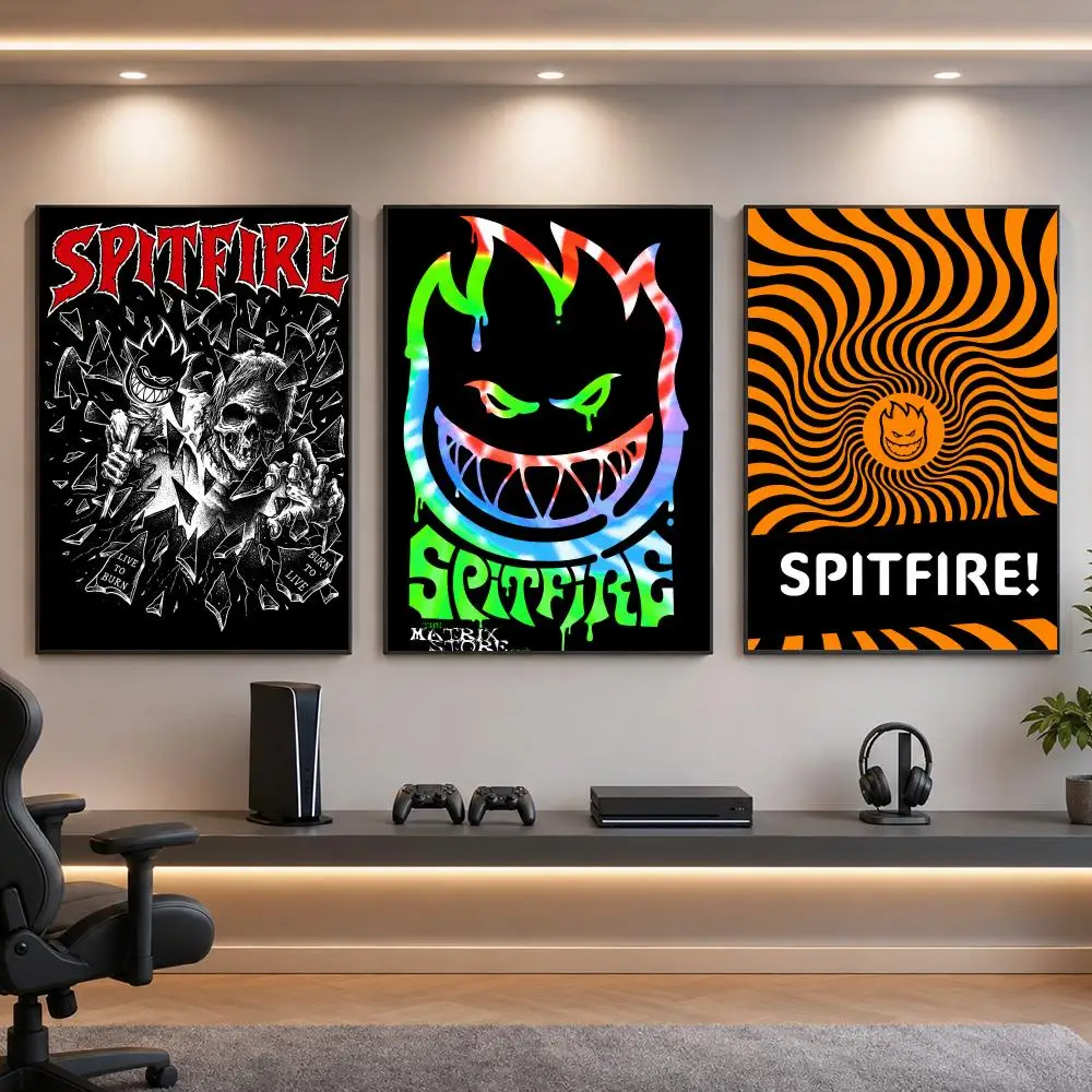 Brand S-Spitfire Wheels Skate Culture Poster HD Removable Wall Art Gift Bedroom Lounge Dorm Office Gaming Cafe Bars