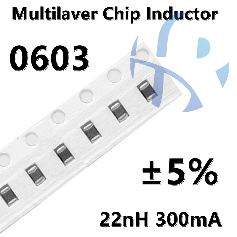 (50pcs) 1608 0603 22nH 300mA 1NH 1.2/2.2/3.3/4.7/10/22/33/47/68/82/100NH ±0.3NH ±5% SMD Multilaver Chip High Frequency Inductor