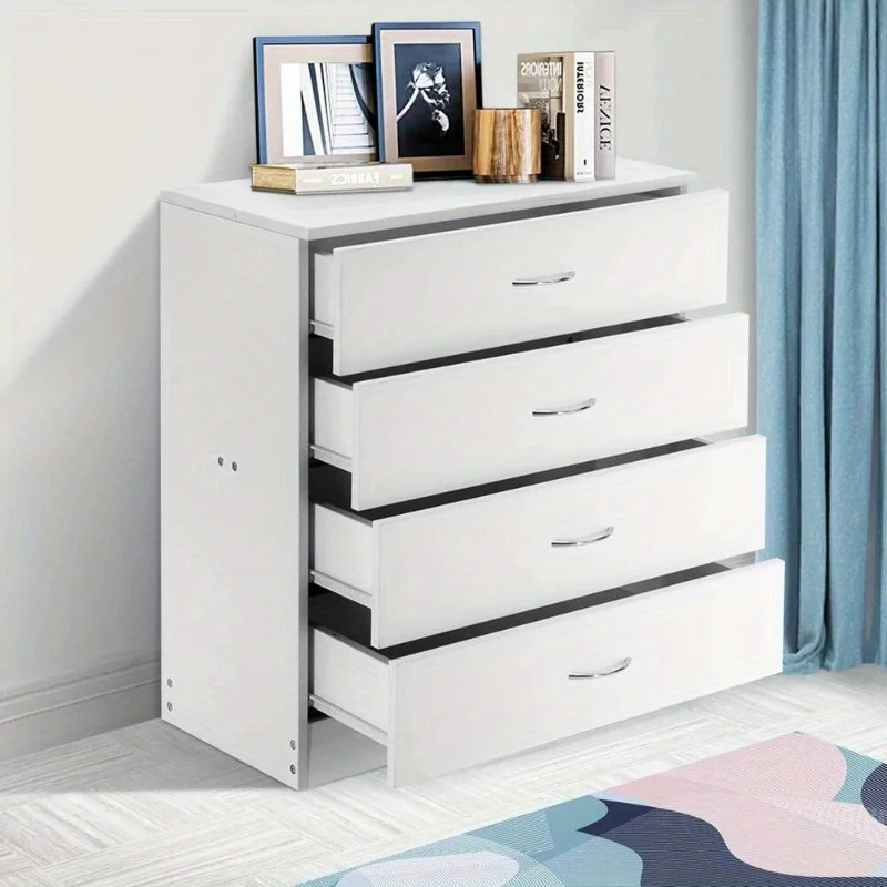 4-Drawer Dresser Bedroom Storage Bedside Nightstand Chest of 4 Drawers with USB