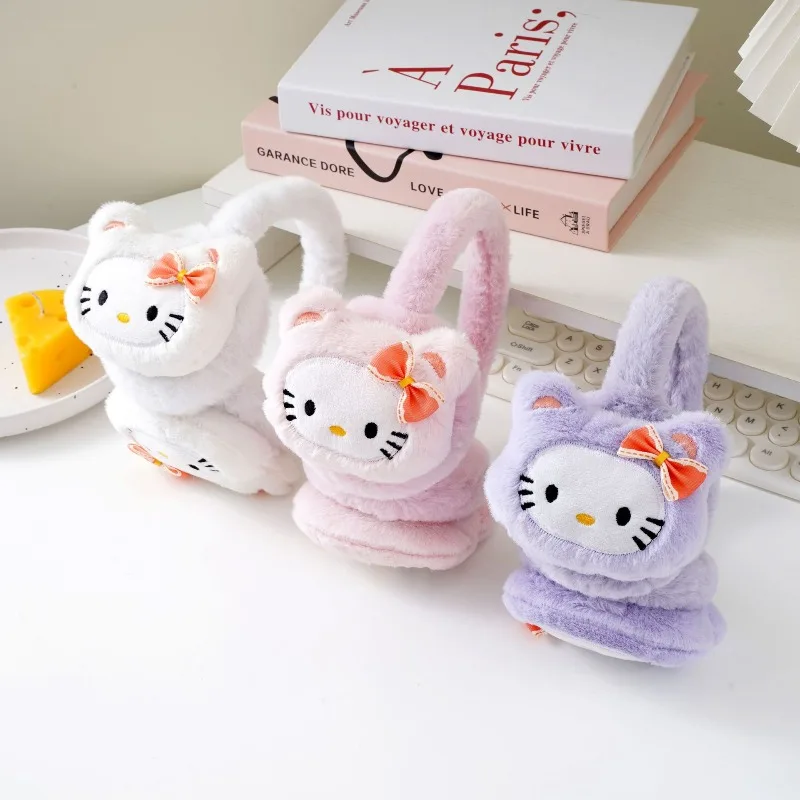 

Sanrio Bow Hello Kitty Soft Plush Warmer Earmuff Cute Cartoon Earflap Winter Outdoor Cold Protection Ear-Muffs Ear Cover Gift