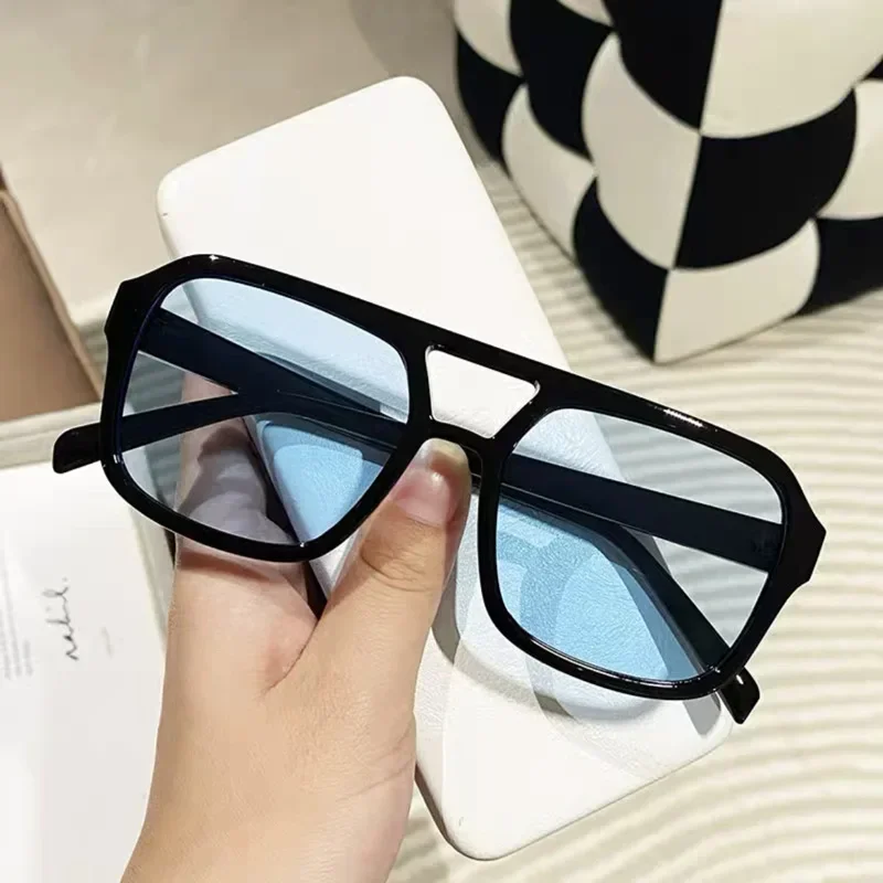 2024 Double Bridge Square Women Sunglasses Vintage Brand Designer Men Sun Glasses Shades Female Exaggerated Oversize Sunglasses