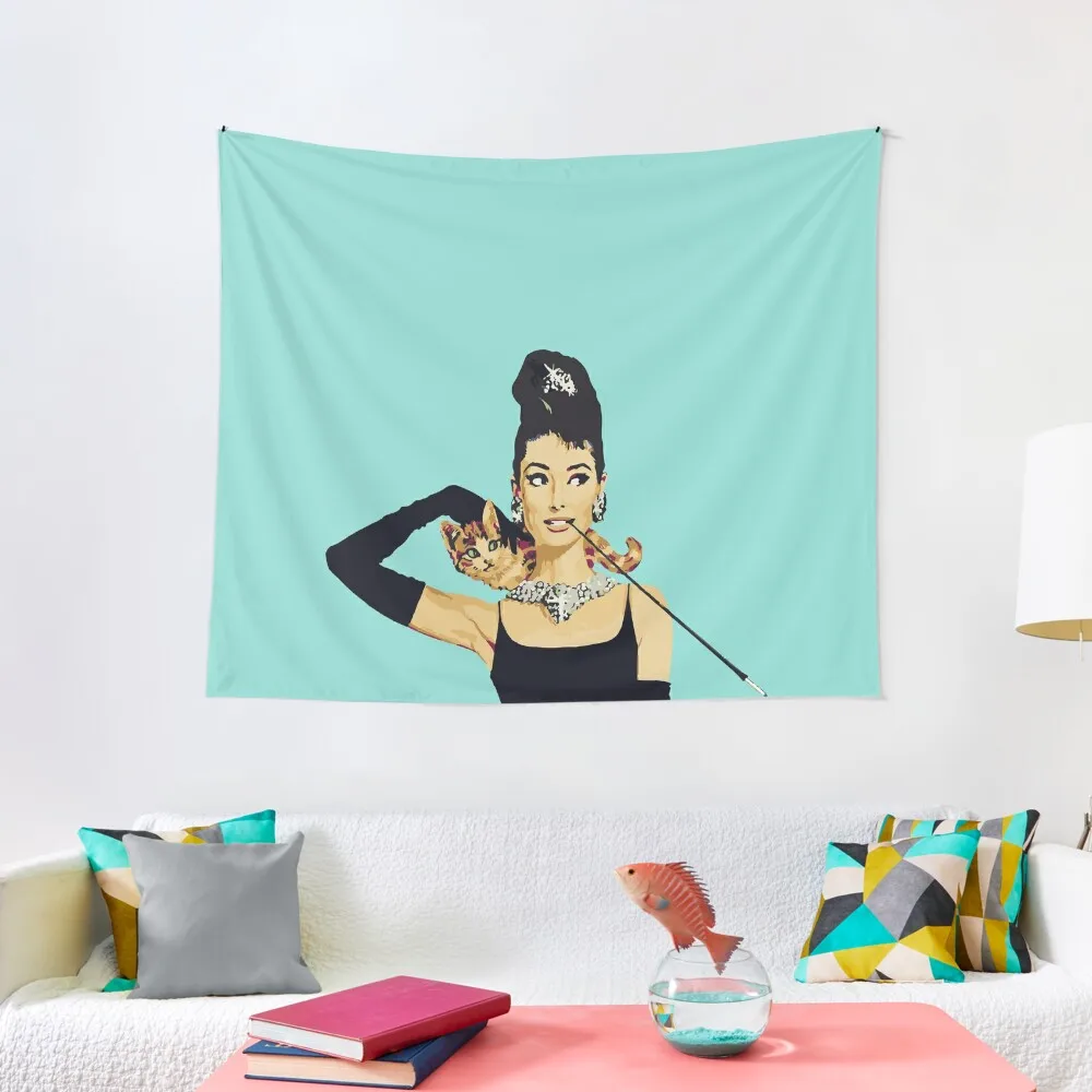 Breakfast at Tiffanys Audrey Hepburn Jewellery Colour Tapestry Home Supplies For Bedroom Tapestry