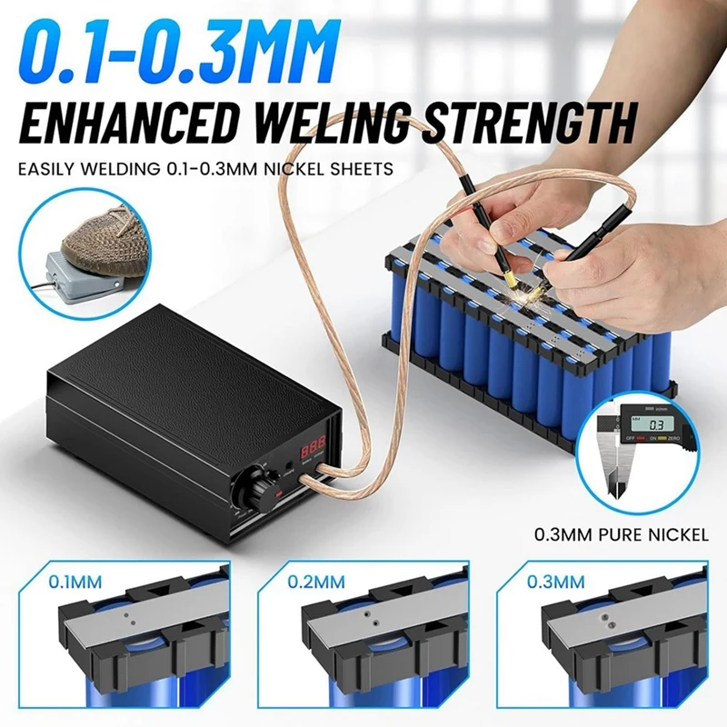 0.1-0.3 Mm Battery Spot Welding Machine Battery Spot Welder 10-90 Gears Adjustable Foot Operation,For DIY US Plug