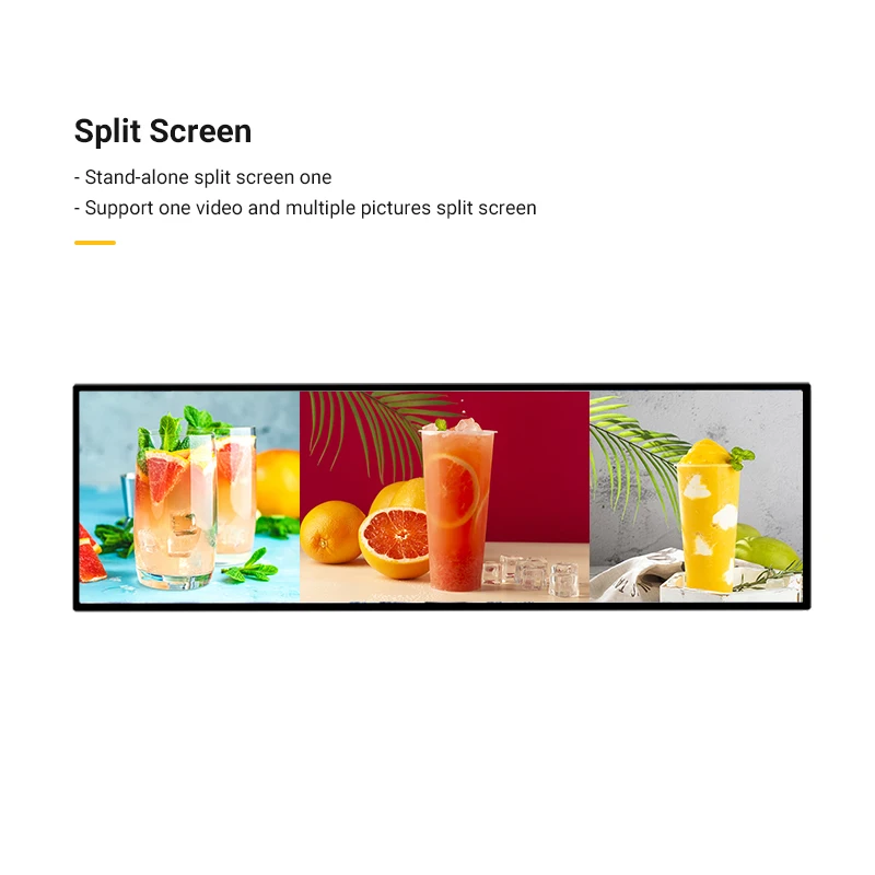 Shopping mall stretch screen 19-inch bar multi-screen LCD screen, digital signage shelf ultra-wide advertising LCD player