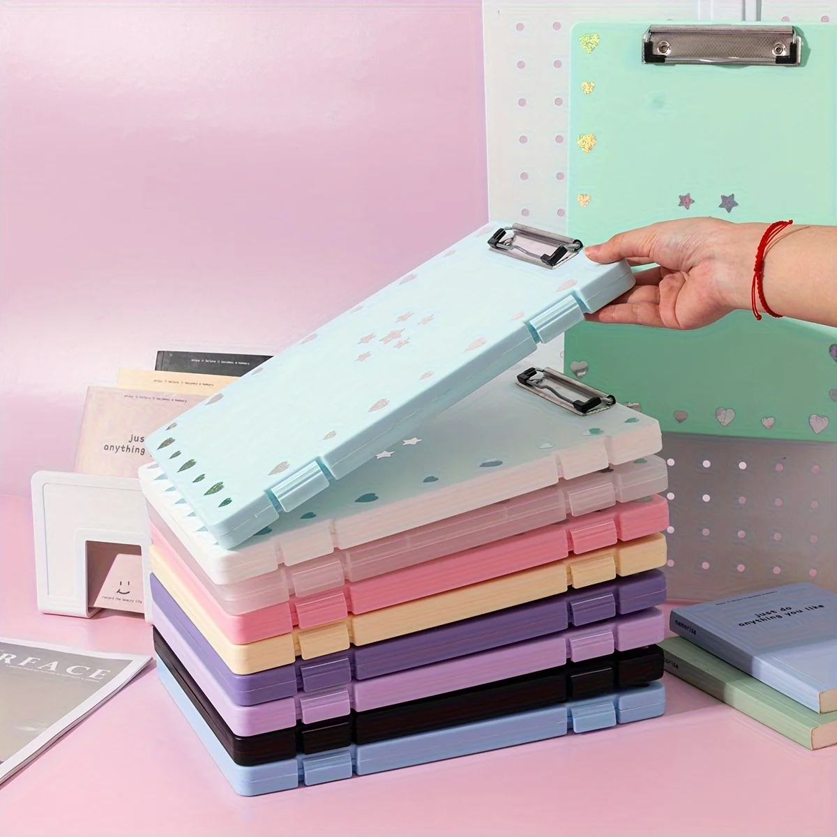 صندوق منظم مجلد الملفات مقاس A4 - مادة PP متينة، سعة كبيرة لامتحانات الطلاب، وسادات الكتابة، أوراق الاختبار، والملصقات