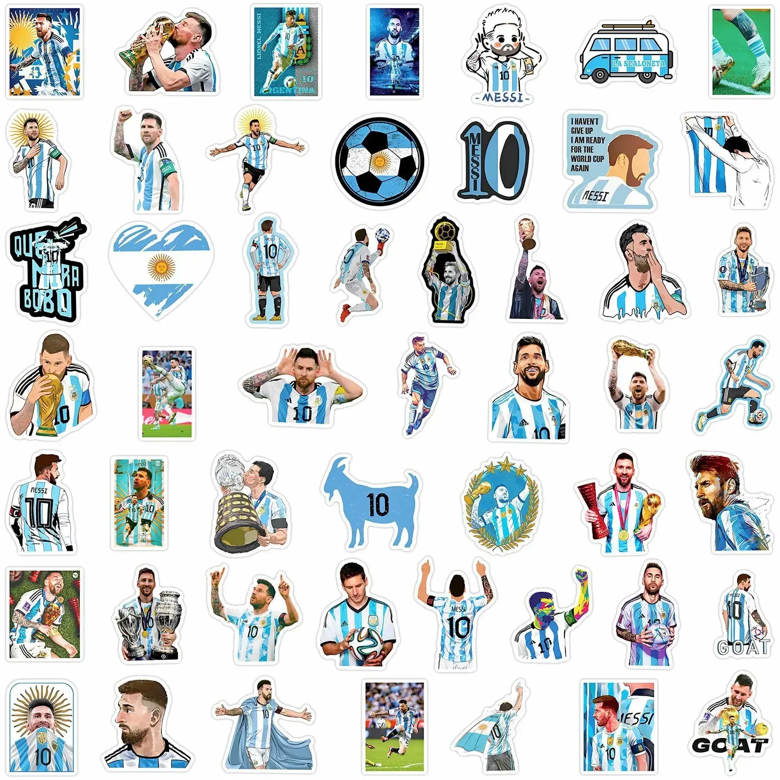 50Pcs Football Star Stickers Messi Sticker Small Decals for Hydro Flasks Laptop Phone Case Computer Water Bottle image 6