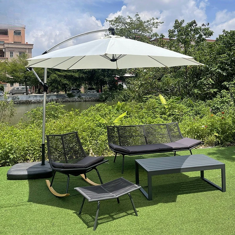 

Simple outdoor beach seaside swimming pool leisure lounge chair rope waterproof sunscreen coffee table chair