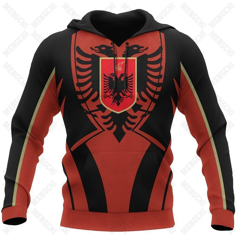 Albania Flag Pattern Hoodies For Men and Women Loose Unisex Clothing Sweatshirts Boy Casual Clothing Oversized Streetwear