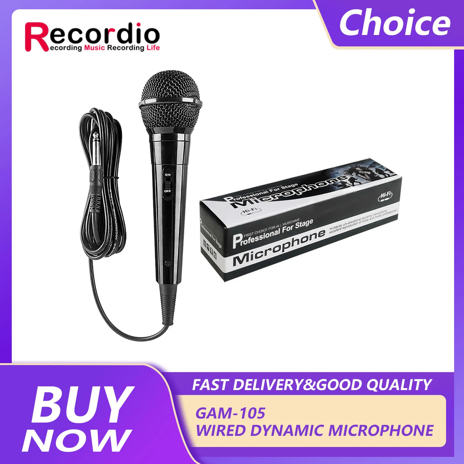 GAM-105 Factory wholesale wired microphone professional KTV with karaoke audio power amplifier microphone dynamic microphone