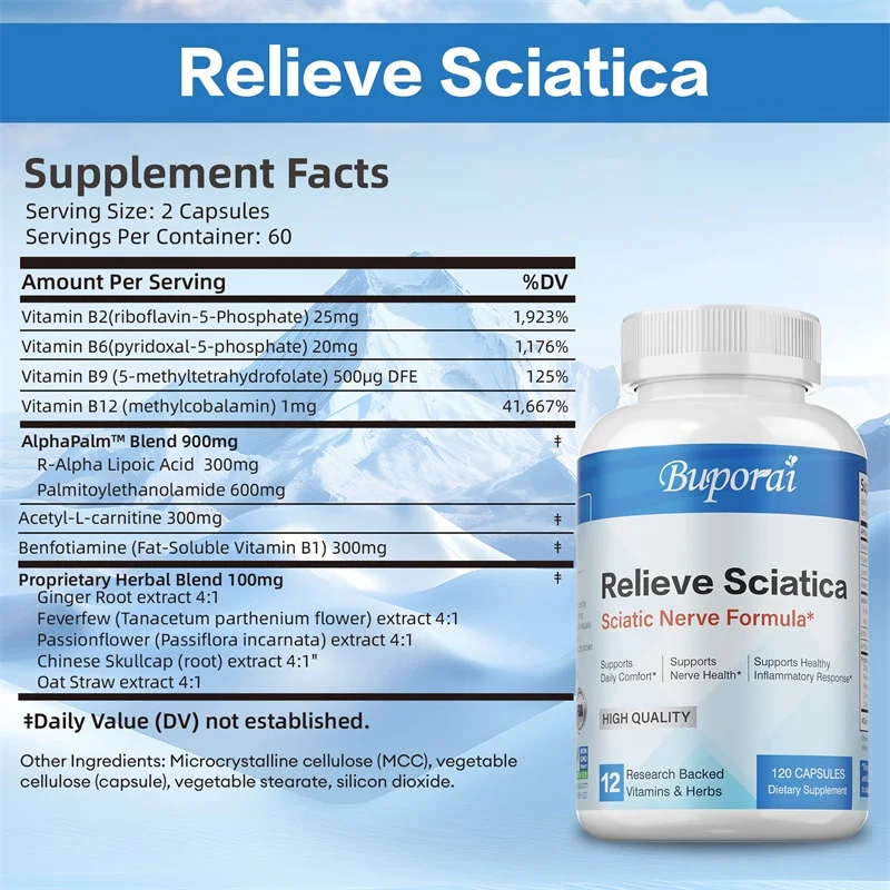Relieve Sciatica Capsules - Helps Relieve Joint Pain, Discomfort in The Hips, Legs and Lower Back,Improves Nervous System Health