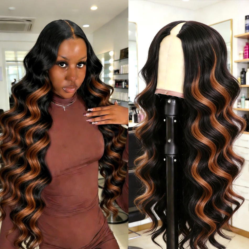 

Парик из натуральных волос P1B30 Highlight V-образной формы, 100% волнистый, с HD-кружевом 13x6, плотность 250, V-образные накладные пряди, 30-38 дюймов