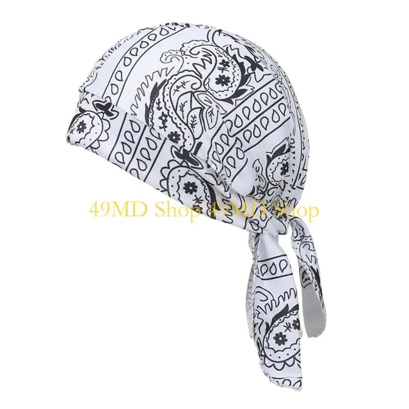 49MD Stylish Durag Stretch Head Wrap Hijab Turban for Women Hair Accessory Comfortable Head Scarf Wrap Elastic Turban