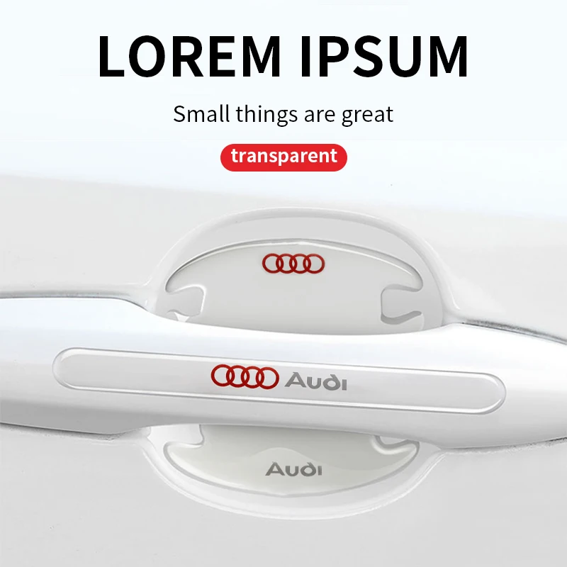 4/8Pc PVC Decal Car Door Handle Bowl Anti-scratch Sticker For AUDI A1 8X A3 8P 8L A4 B6 B7 B8 A5 A6 C6 A7 A8 TT Q3 Q5 Q7 Q8 Logo view 4