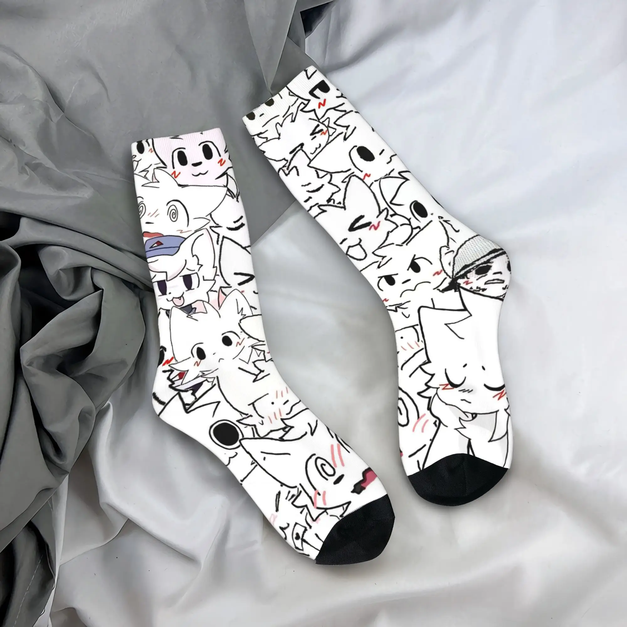 

Зимние теплые носки унисекс с забавным дизайном Boykisser Silly Cat Cartoon, нескользящие футбольные носки