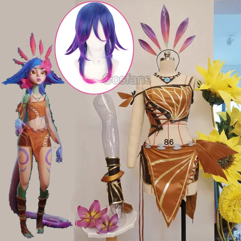 

LOL Neeko Cosplay the Curious Chameleon Neeko Cosplay Costume Lol Star Guardian Cosplay Wig Heat Resistant Perucas Ahri Cosplay