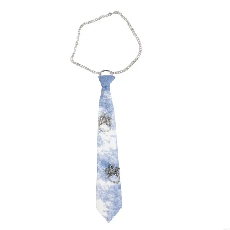 Unisex Decorative Chain Tie Color Blend Neckwear with Star Charm Detail and Pointed Polyester Finish for Concerts