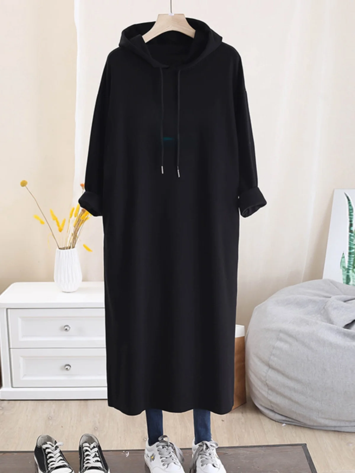 เสื้อฮู้ดแฟชั่นไซส์ใหญ่สำหรับฤดูใบไม้ร่วง แขนยาว สไตล์เกาหลี ใส่สบาย เหมาะสำหรับคนท้อง สไตล์ลำลอง