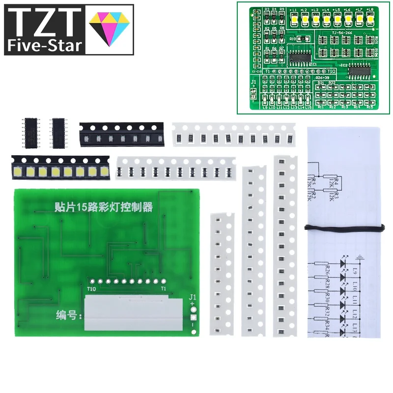 1/3 قطعة لتقوم بها بنفسك عدة 15 لون ضوء مجموعة التحكم 1801 SMD مكون لحام ممارسة مجلس أجزاء مجموعة الإنتاج الإلكتروني