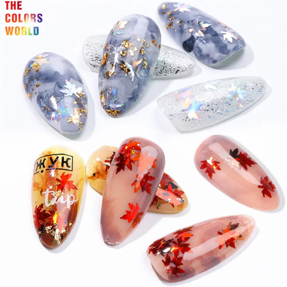 

TCT-235 Autumn Leaf Shape 5MM For Nail Glitter Nail Art Decoration Nail Gel Body Glitter Makeup Handwork Crafts DIY Decoration