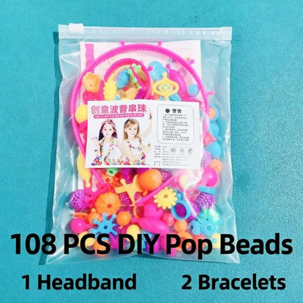 New Colorful Pop Bead Set No String Required Snap Together Snap Beads Assorted Shapes DIY Bead Set for Girls