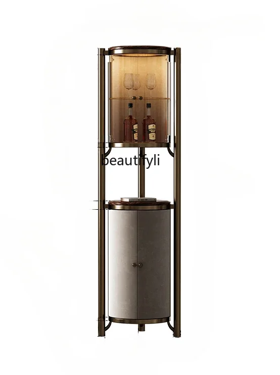 

Wine Cabinet Display Cabinet Light Luxury Black Walnut Designer Wall High Glass Cabinet Shelf