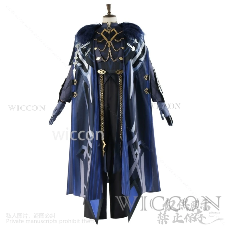 Ainme Gioco Genshin Impact Nuovo Costume Cosplay Capitano Fatui Uniforme Mantello Cos Parrucche Puntelli Scarpe Halloween Natale Set Completo Gioco di Ruolo