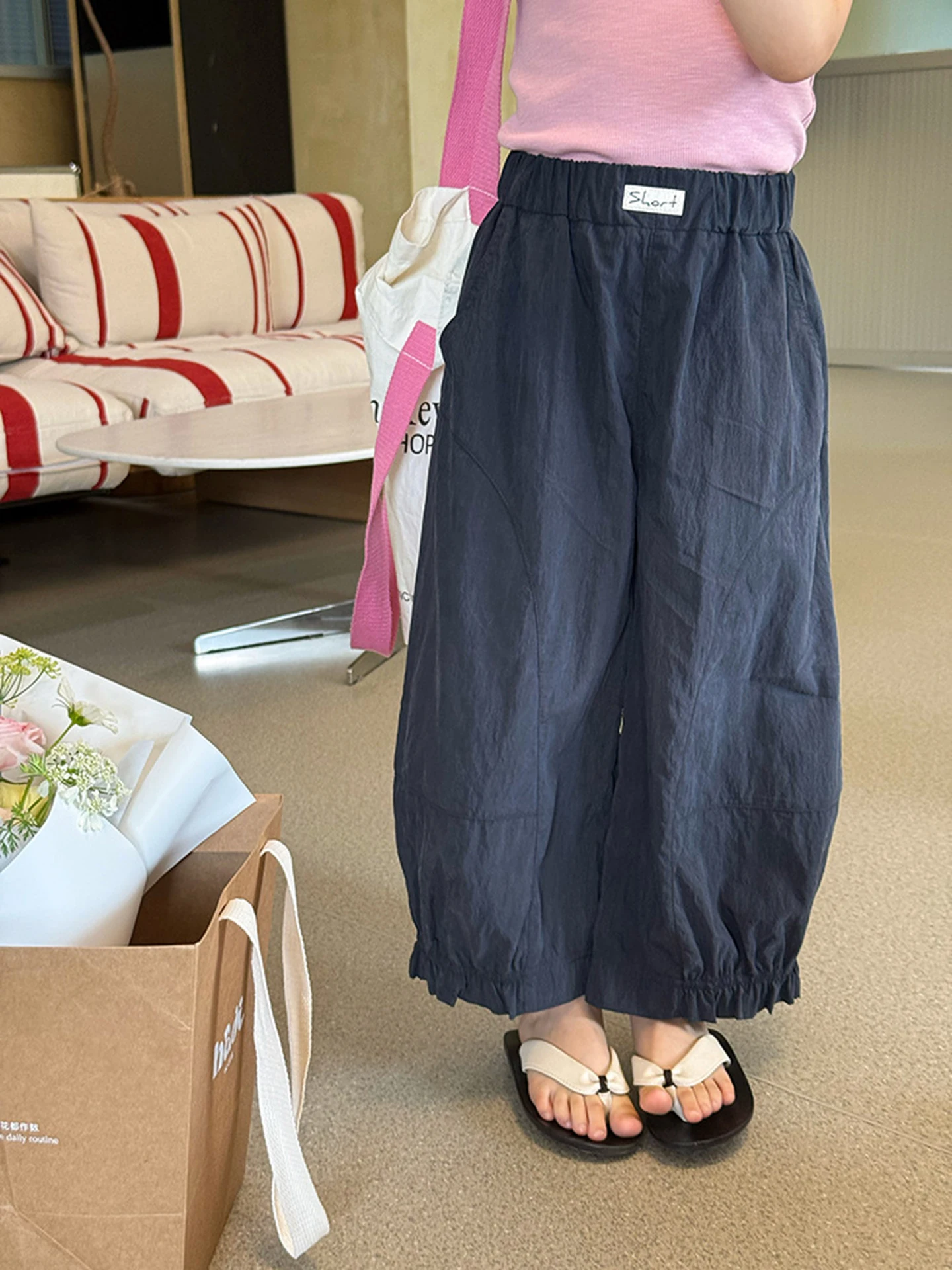 صيف جديد Sle أطفال بنات كشكش بالون السراويل كول الإحساس البعوض برهان فضفاض عادية هارلان السراويل أبي السراويل