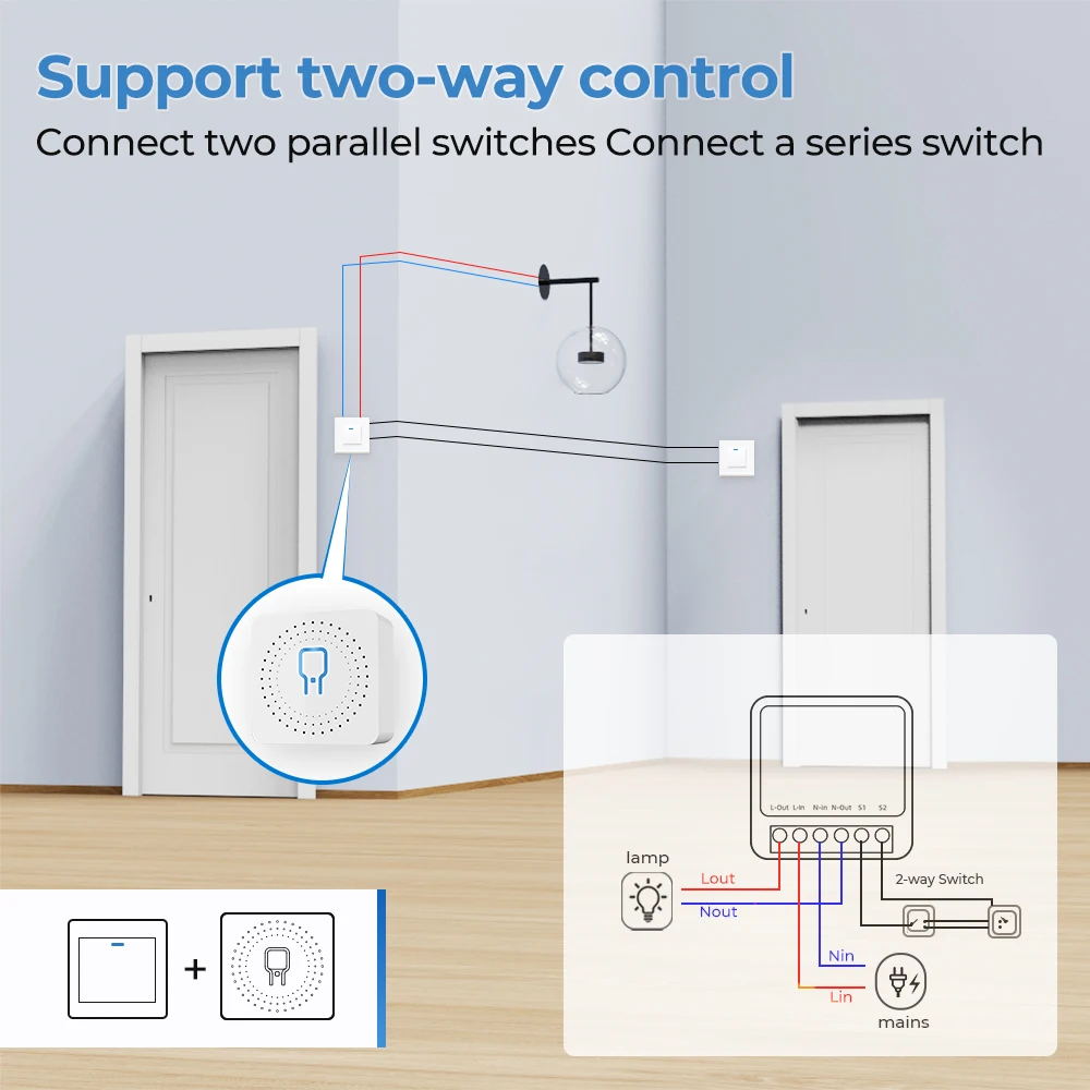 Tuya 스마트 홈 Wifi 스마트 스위치 전원 모니터 2 웨이 제어 타이머 미니 스위치 자동화 Alexa Google Yandex