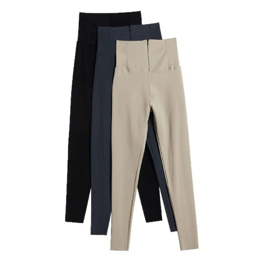 

Women's High Waist Shark Pants Zipper-Breasted Thin Leggings Tummy Control Spring Autumn Outer Wear Fashion Barbie Style
