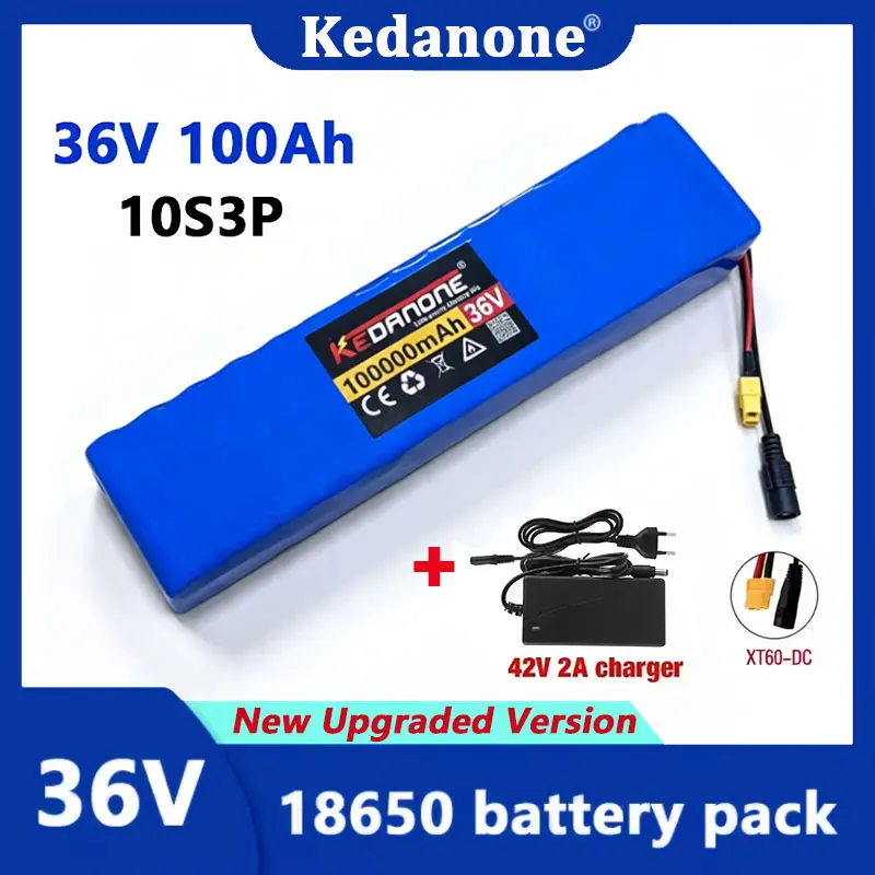 Magazzino in Polonia, spedizione rapida, batteria al litio 18650 da 36V 100000mAh, configurazione 10s3p, 100000mAh, 1000W, caricabatterie 42V, batteria per scooter elettrico con pacco batterie.