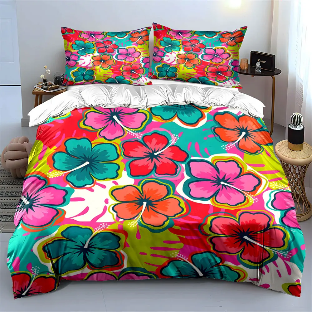 

Tropical Floral Three-Piece Set kid's and adults' bedroom decor, Exquisite three-piece bedding set gift