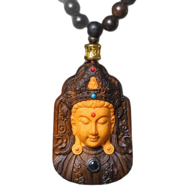 Aquilaria Agallocha Necklace Bracelet DIY Mala Inlaid Guanyin Tara Pendant Cultural Play Jewelry