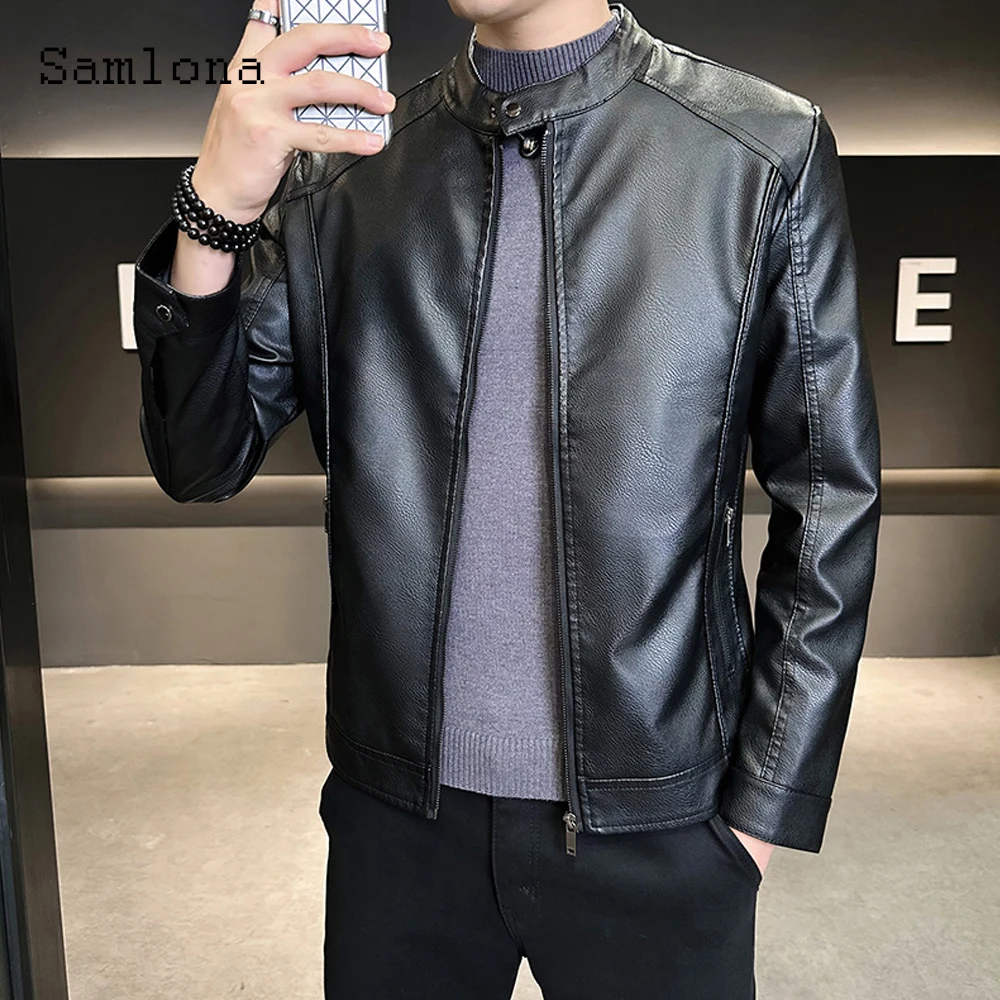 

2025 модная куртка из искусственной кожи с карманом на молнии в стиле рок, мужские пальто из искусственной кожи без воротника, мужские топы больших размеров, верхняя одежда, новинка