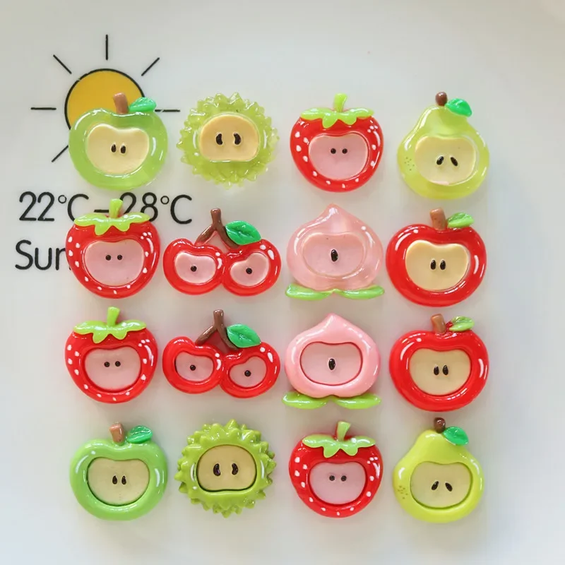 5pcs miniso series fruit cartoon resin flatback cabochons diy crafts materials jewelry making charms