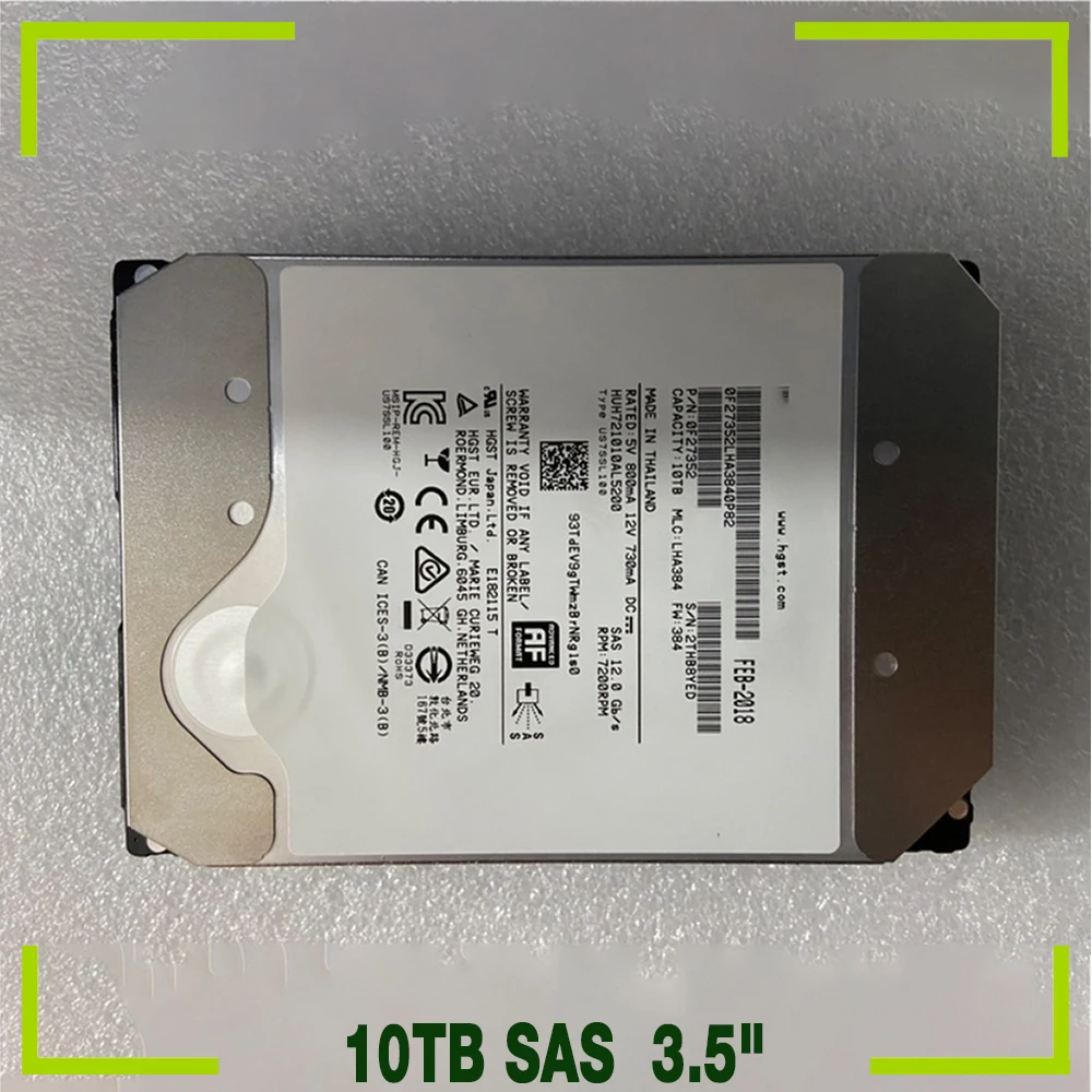 For HGST Ultrastar 10T 12G HUH721010AL5200 7200RPM 256MB 12Gb/s Hard Disk 10TB SAS  3.5