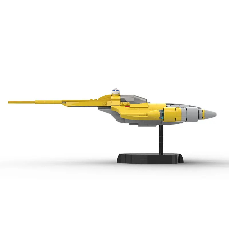 Moc bloco de construção série nave espacial filme quente amarelo nave espacial criativo tijolo modelo educação brinquedo aniversário MOC-102833 367 pçs