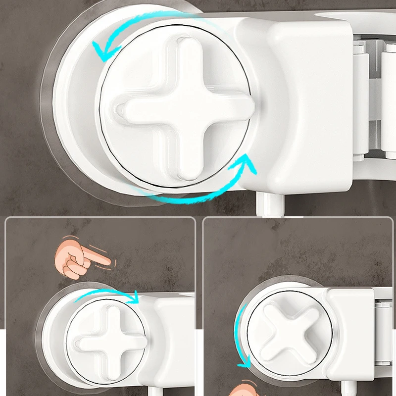 Suction Cup Mop Clips Holder 2-4Clips Wall Mop Brush Broom Hanger Rack Kitchen Bathroom Organizer Shelf Clamp with Hook Accessor