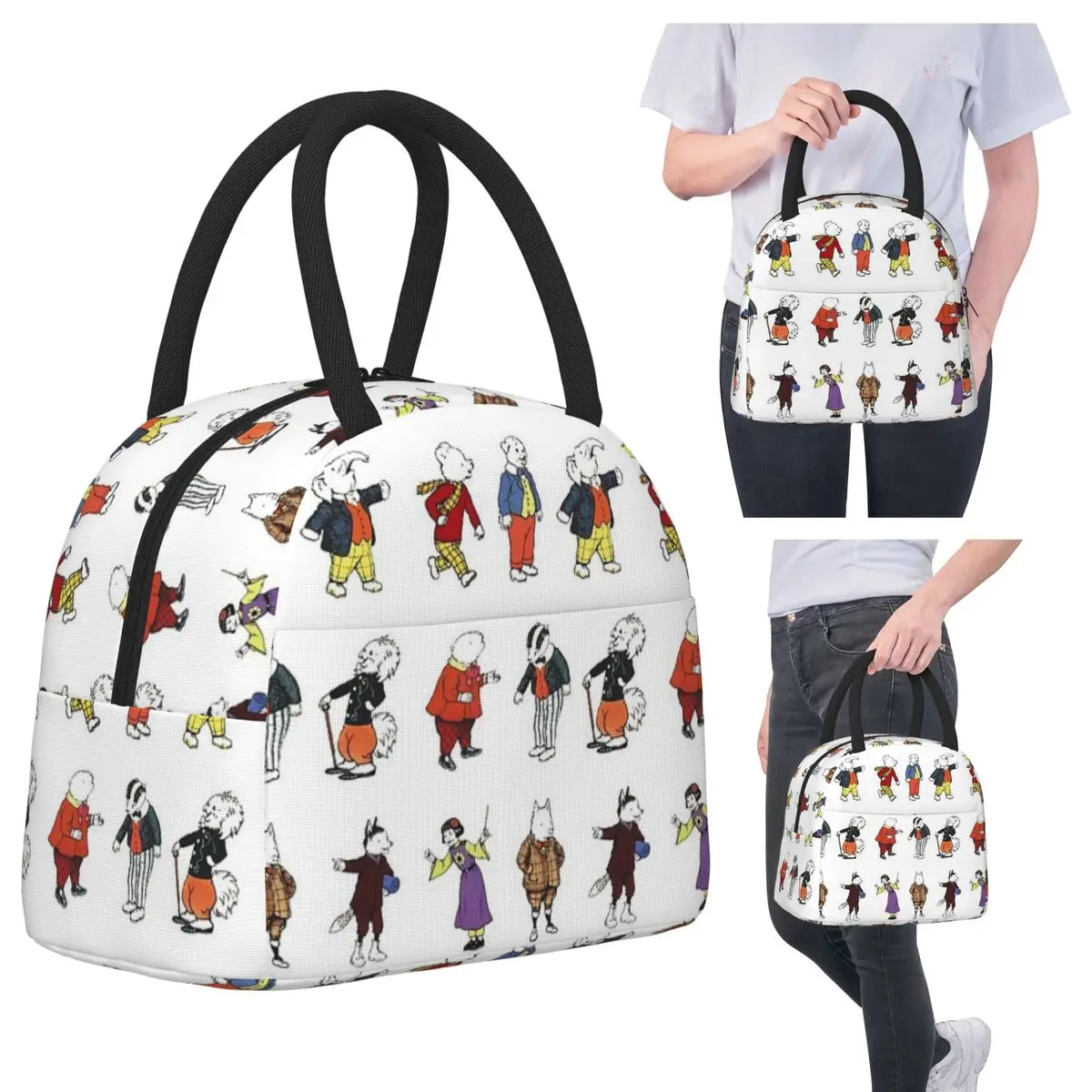 

Изолированная сумка для обеда с медведем и друзьями Rupert для детей, школьный холодильник, термосумка для еды, портативная коробка для завтрака, контейнер