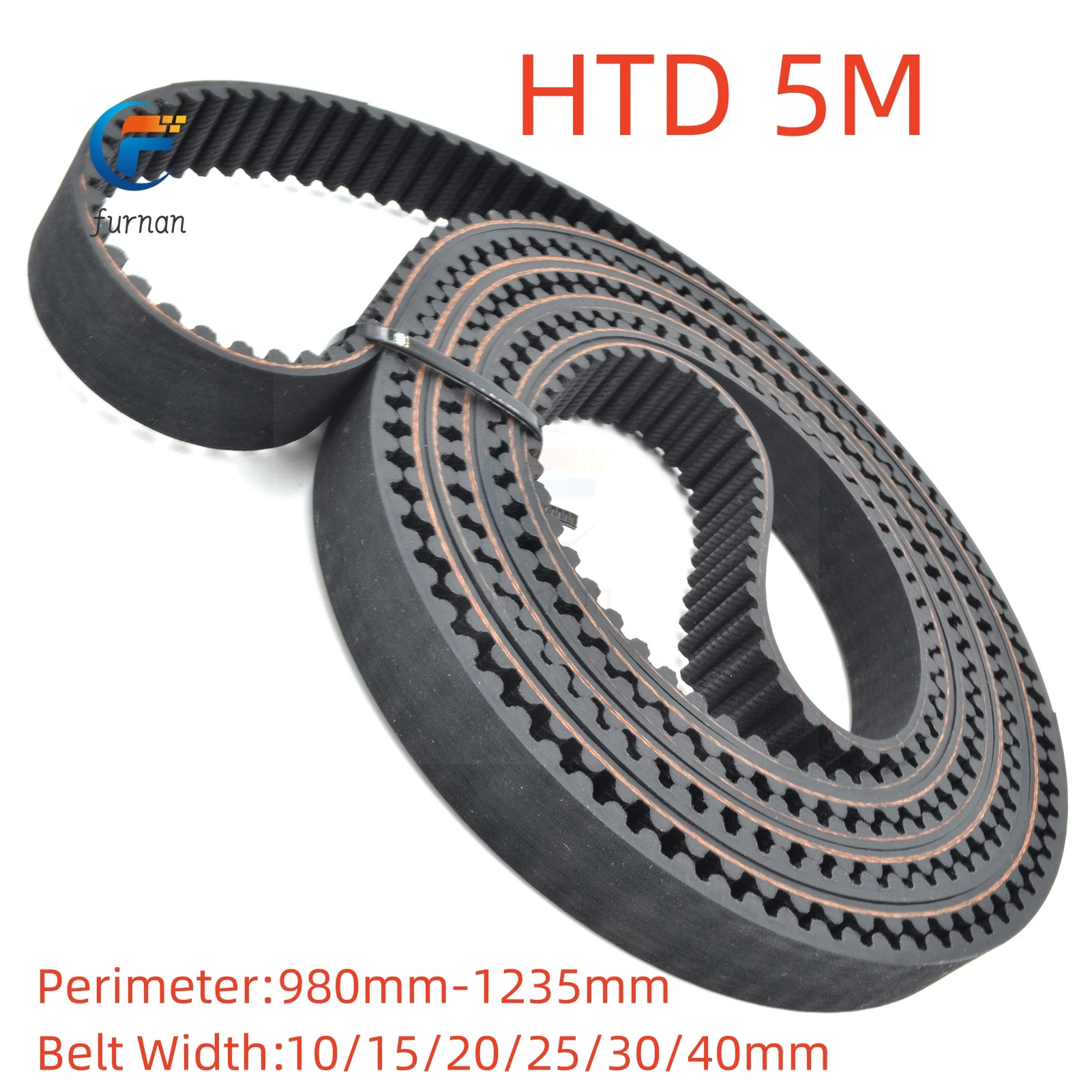 

FURNAN HTD 5M Rubber timing belt length 980/985/1000/1015 /1080/1085/1100/1110 /1190/1195/1200/1210 /1220/1225mm Width 10-40mm