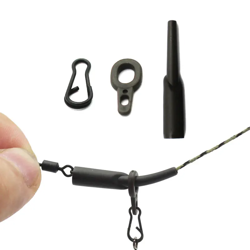 

30PCS Carp Fishing Run Rig Accessories Kit Heli Chod Rig Ring Clips Rubber Bead for Fishing Helicopter Rig Connector Tackle