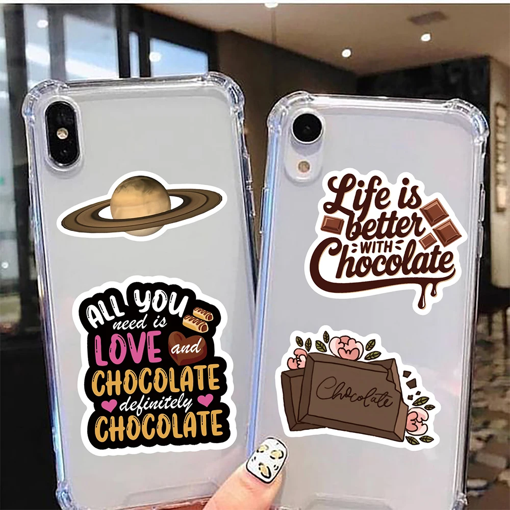 10/30/50pcs Cute INS Style Cartoon Chocolate Stickers Retro Aesthetic Decals Decoration Water Bottle Phone Luggage Sticker Pack