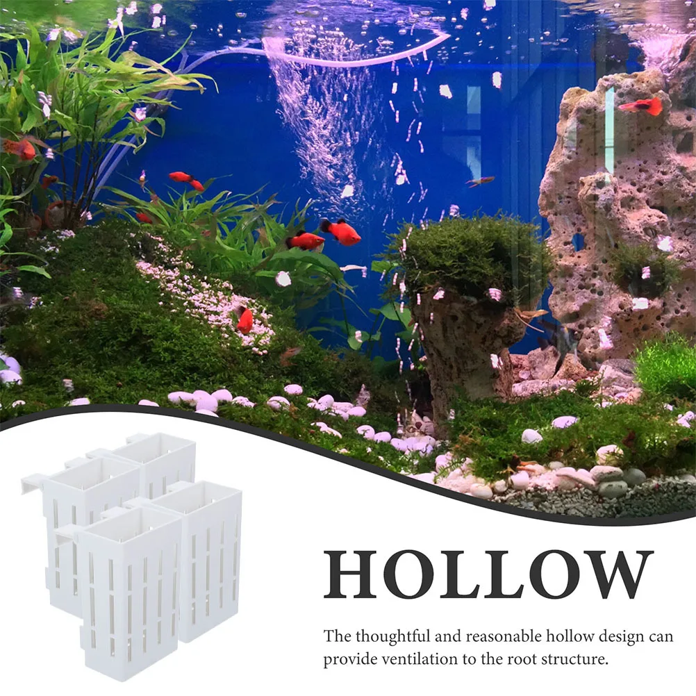 

4pcs Aquatic Plant Holders Aquarium Plant Pot With Holes For Water Flow Nutrient Absorption Fish Tank Decoration Landscape