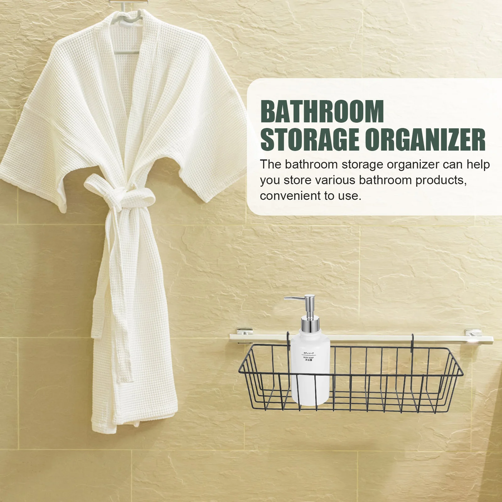 

Hanging Storage Basket Heavy Duty Rust Resistant Metal Organizer for Bathroom Kitchen Shower Sundry Rack with Strong Load