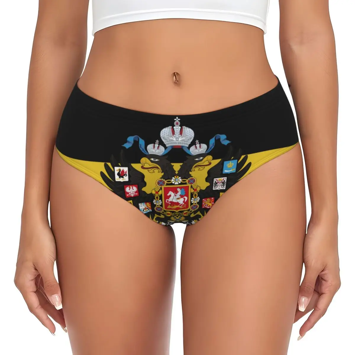

Custom Russian Empire Flag Briefs Underwear Womens Stretch Comfortable Underpants Russia Proud Brief Panties