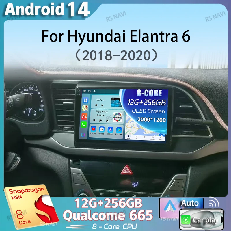 

Android 14 Carplay Car Radio For Hyundai Elantra 6 2018 2019 2020 DSP GPS Navigation Multimedia Video Player Stereo Head Unit BT