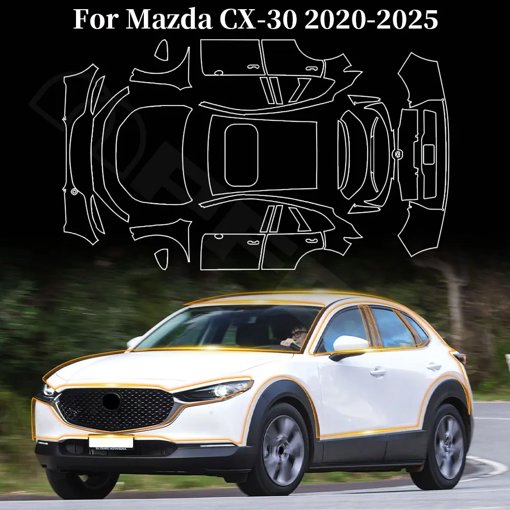 

For Mazda CX30 CX-30 2020-2025 Paint Protection Film Self-Healing Bra PPF Body Sticker Accessories Anti-Scratch Resistant